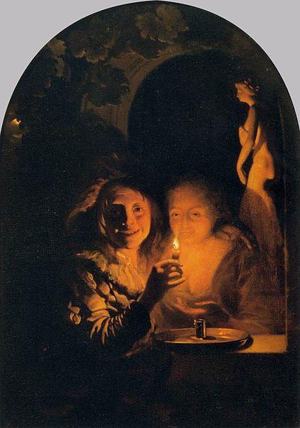 Godfried Schalcken Lovers Lit by a Candle Germany oil painting art